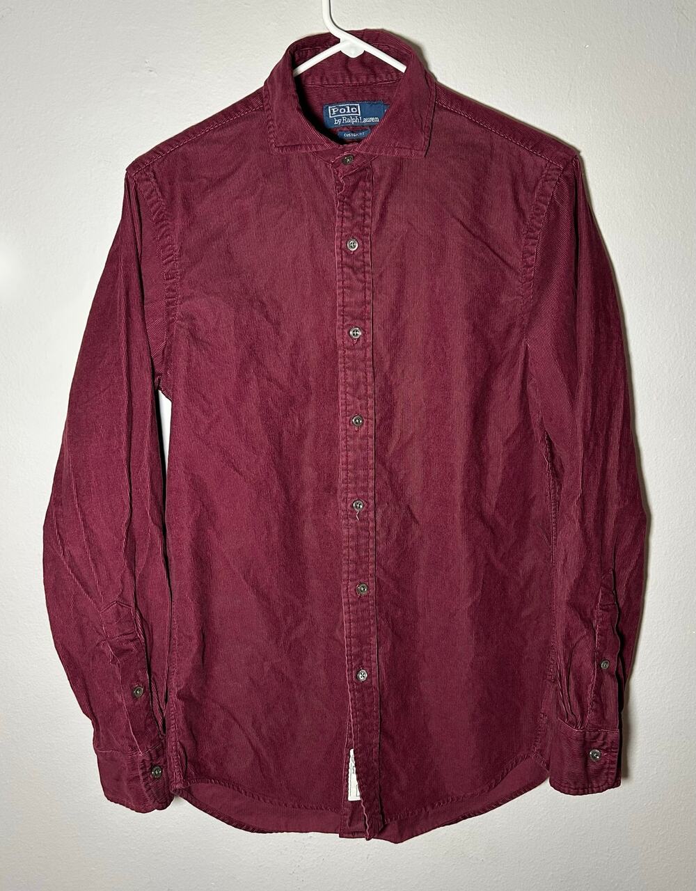 Vtg Ralph Lauren Polo Women’s Long Sleeve Corduroy Shirt Cranberry Sz S Petite